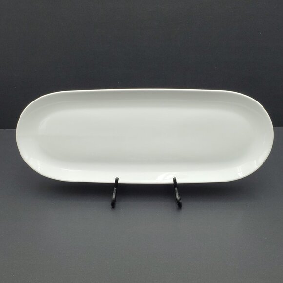 Fitz and Floyd Everyday White Porcelain Oblong Serving Tray Appetizer Plate - Picture 1 of 4